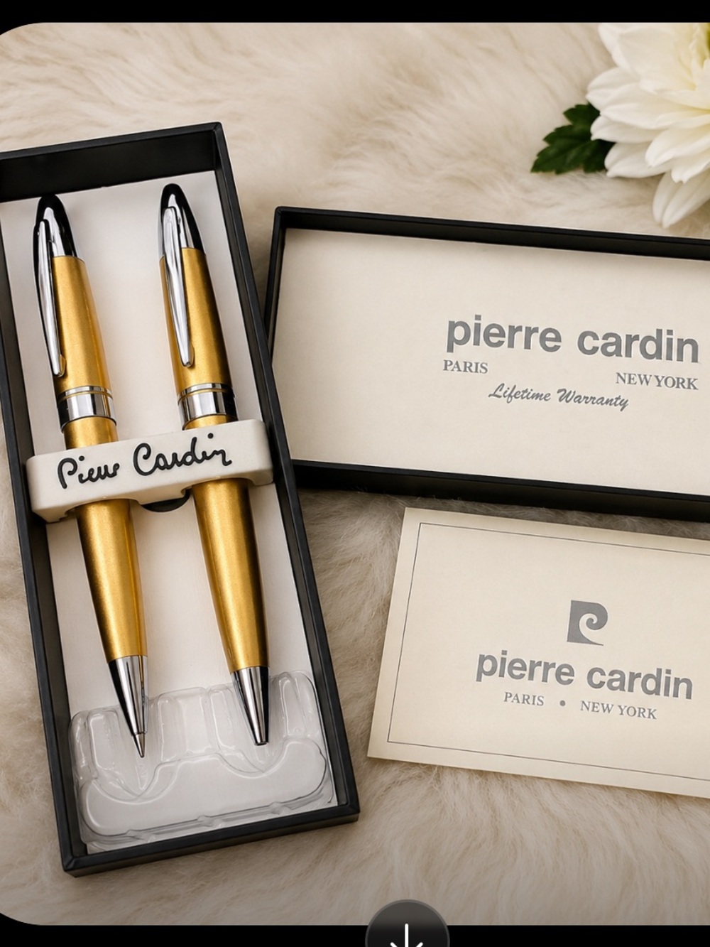 Pierre Cardin Metallic Gold Pen Duo with Chrome Accents